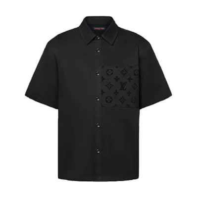 LOUIS VUITTON SS24 Logo Printed Short-Sleeve Shirt Mens Black 1AFR05