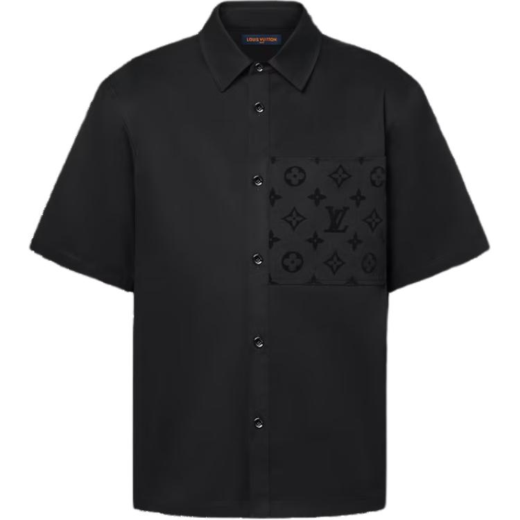 Order 루이비통 SS24 로고 프린트 반팔 셔츠 남성 블랙 1AFR05
