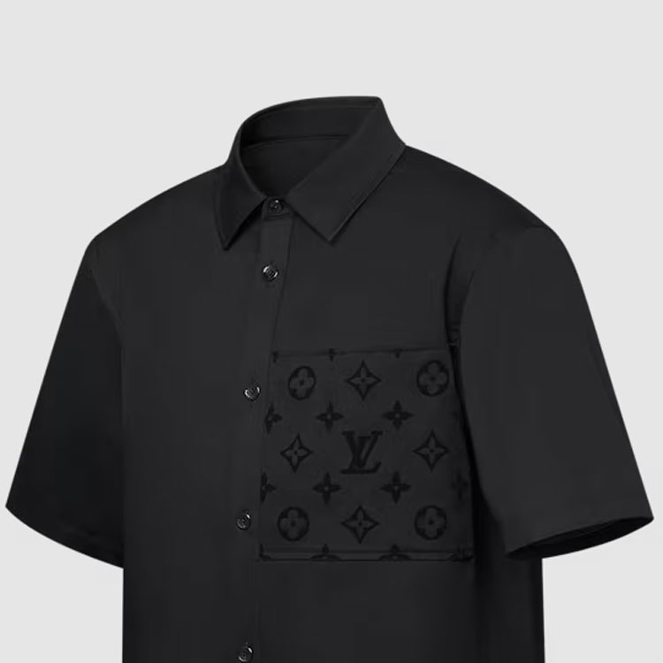 Purchase 루이비통 SS24 로고 프린트 반팔 셔츠 남성 블랙 1AFR05