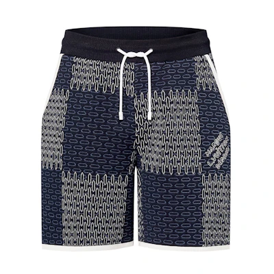 LOUIS VUITTON SS24 Logo Quilted Jacquard Drawstring Shorts Blue Men 1AFWUM