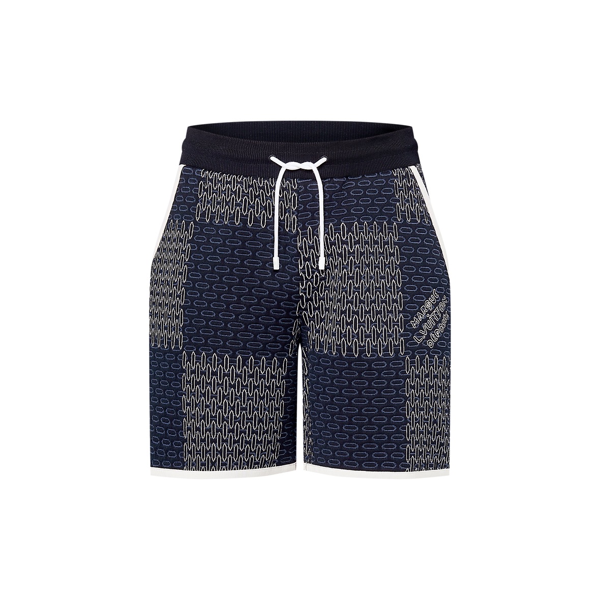 LOUIS VUITTON SS24 Logo Quilted Jacquard Drawstring Shorts Blue 1AFWUI