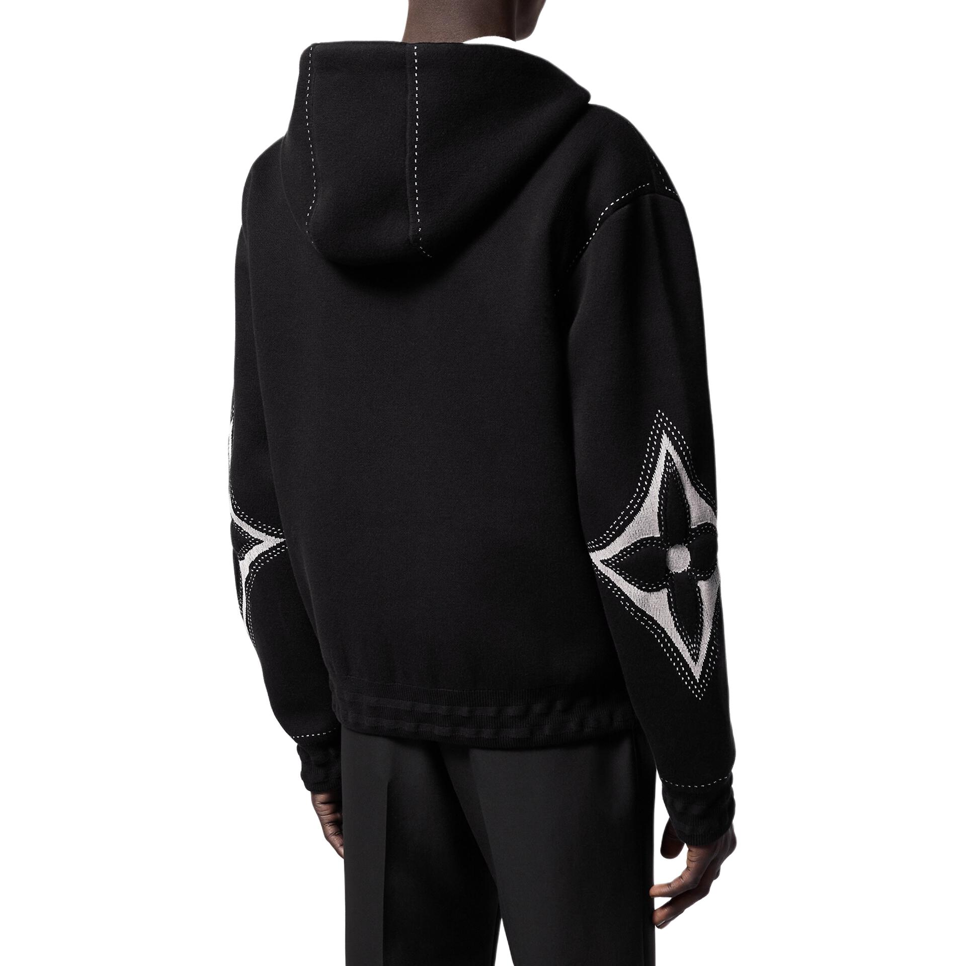 Purchase LOUIS VUITTON SS24 Logo Hoodie Zip-Up Jaket Hitam Pakaian Luar Fesyen 1AFXKW