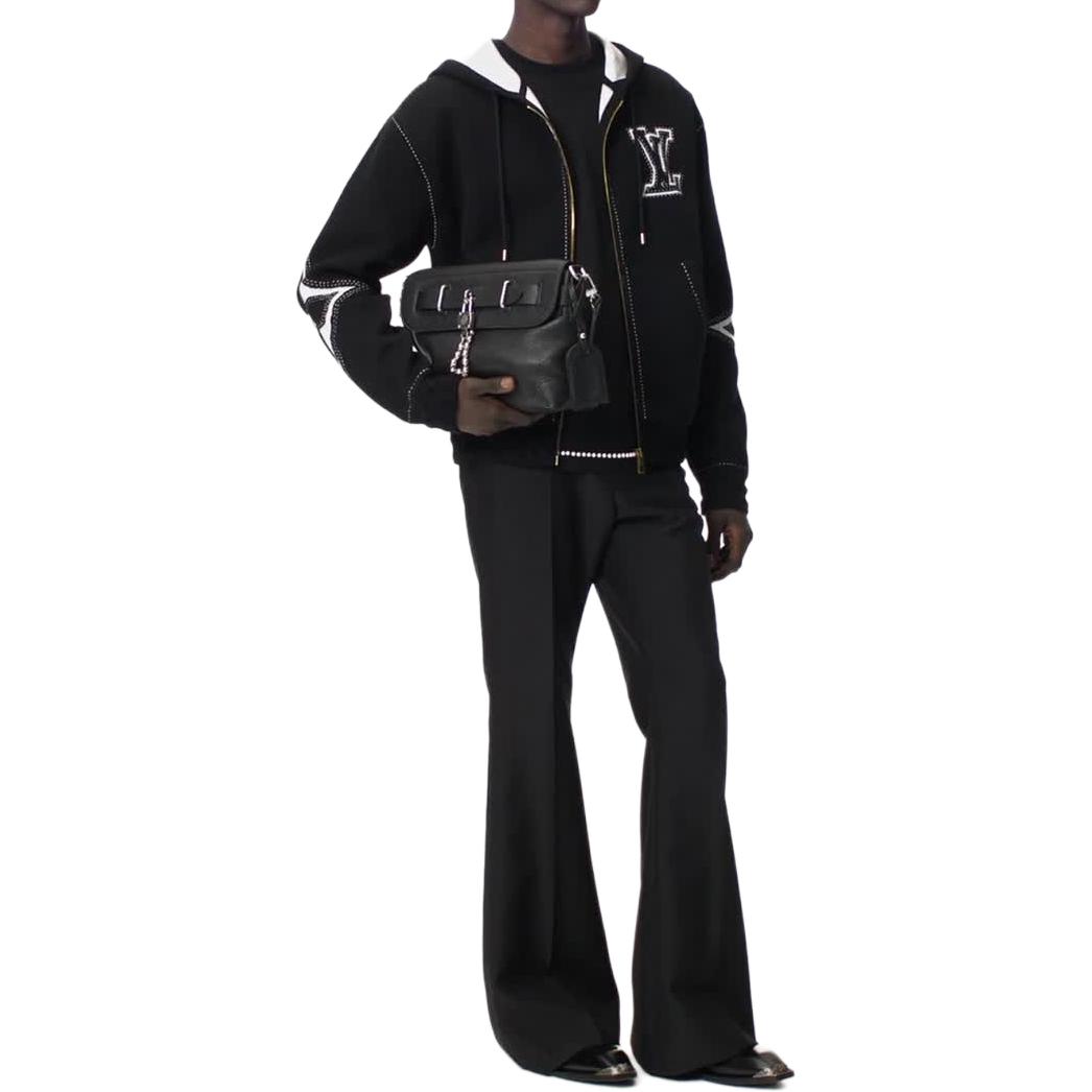 Details for LOUIS VUITTON SS24 Logo Zip-Up Hoodie Jaket Hitam 1AFXKX