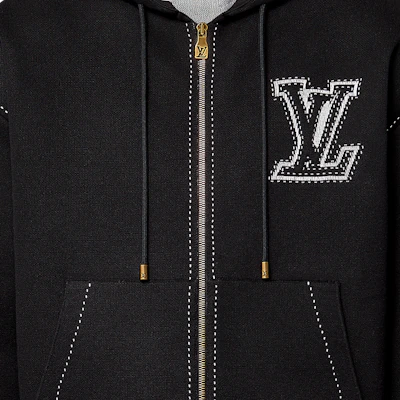 LOUIS VUITTON SS24 Logo Zip-Up Hoodie Jaket Hitam 1AFXKX Cheap LOUIS VUITTON SS24 Logo Zip-Up Hoodie Jaket Hitam 1AFXKX