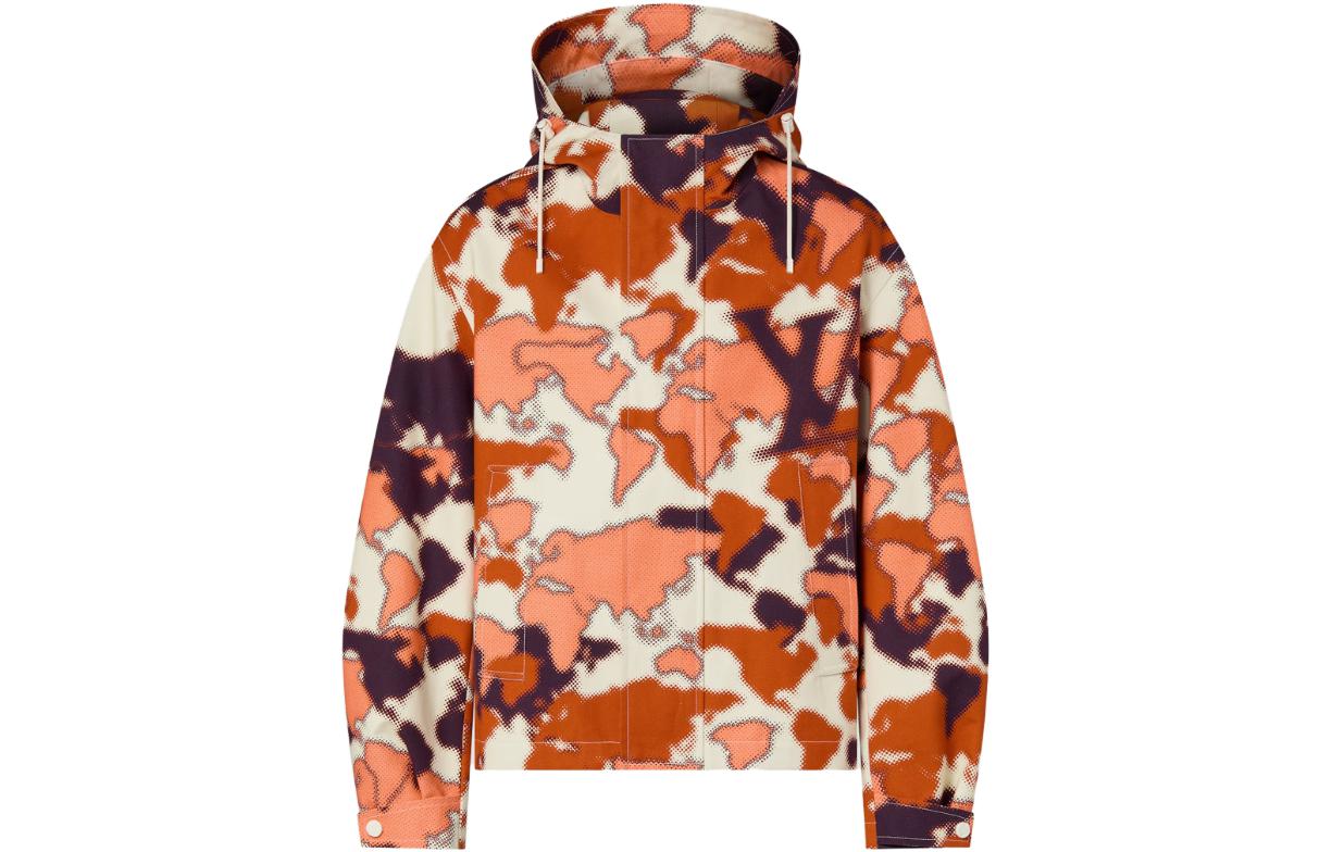 LOUIS VUITTON SS24 Map Print Red Hooded Jacket for Men. 1AF866