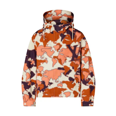 LOUIS VUITTON SS24 Map Print Red Hooded Jacket for Men. 1AF866