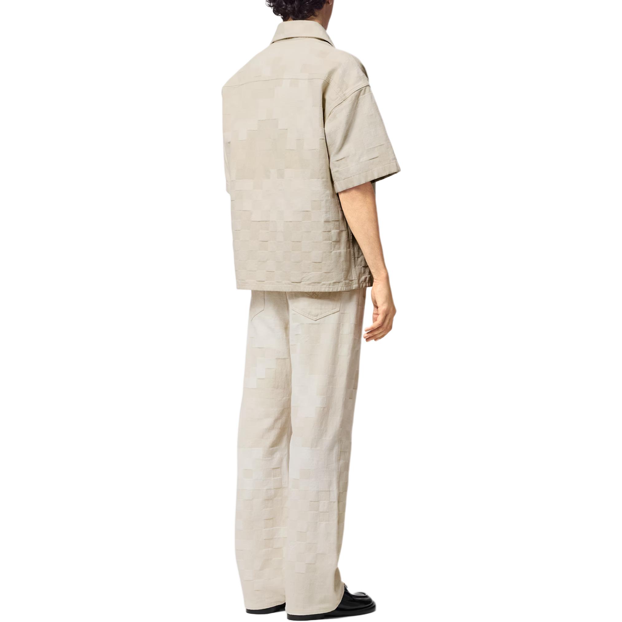 Shop 루이 비통 SS24 미드 라이즈 스트레이트 자카드 체크 진 베이지 남성용. 1AFQGH