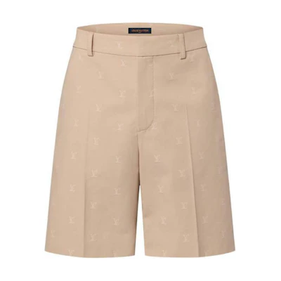 LOUIS VUITTON SS24 Monogram Beige Casual Straight Zip Shorts Men. 1AFRL6
