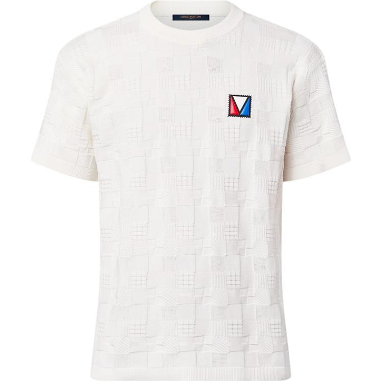 LOUIS VUITTON SS24 Monogram Jacquard Crewneck White T-Shirt  Casual Tee 1AFVRT