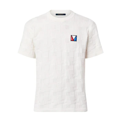 LOUIS VUITTON SS24 Monogram Jacquard Crewneck White T-Shirt Casual Tee 1AFVRT