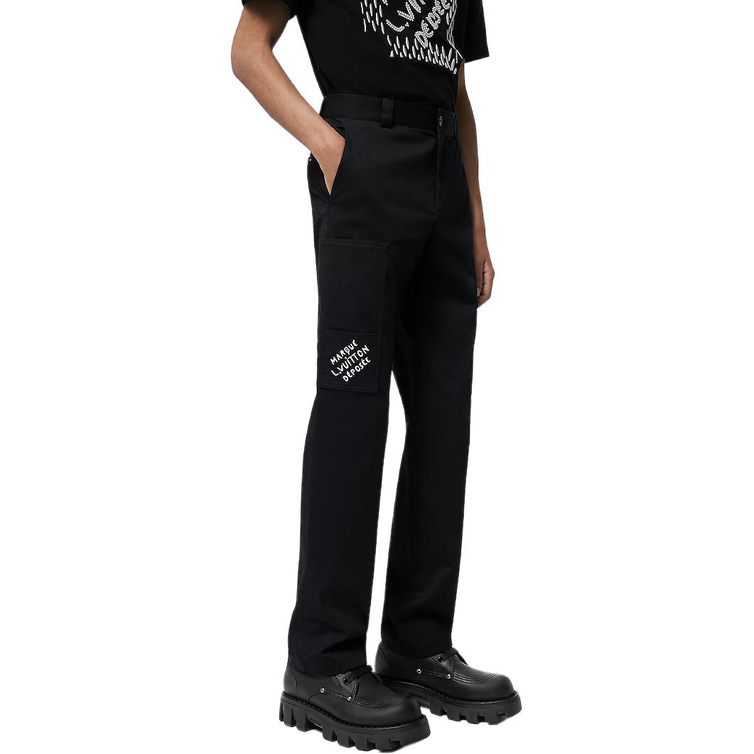 Details for LOUIS VUITTON SS24 Seluar Cargo Kasual Monogram Hitam Lelaki. 1AFJ92