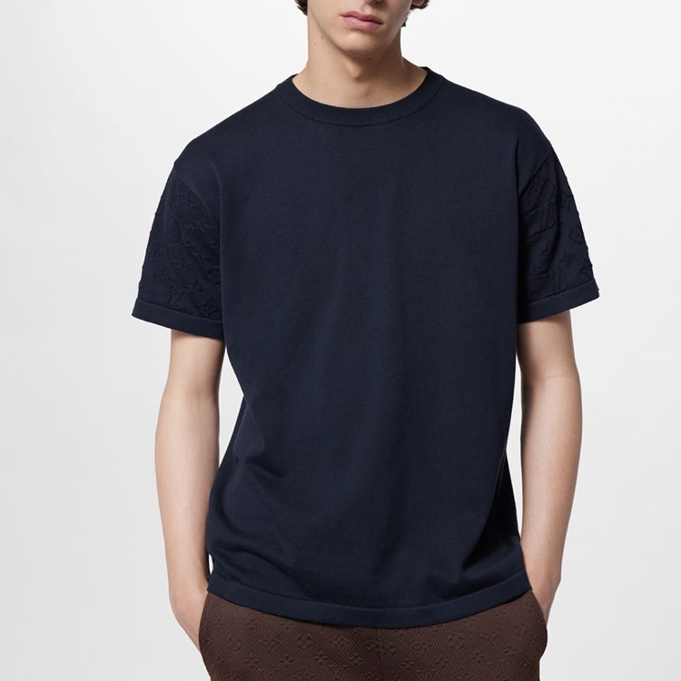 LOUIS VUITTON SS24 Monogram Pattern Solid T-Shirt Navy Blue  Tee 1AFAPC 圖 4