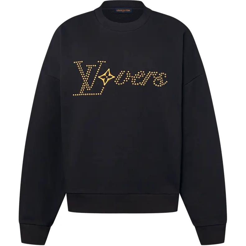 Order 路易威登 SS24 黑色经典花纹印花长袖卫衣 男款 1AFVAO