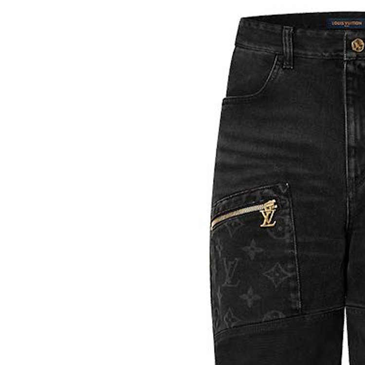 Purchase LOUIS VUITTON SS24 Monogram Print Distressed Black Denim Jeans for Men. 1AFACQ