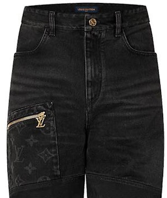 LOUIS VUITTON SS24 Monogram Print Distressed Black Denim Jeans for Men. 1AFACQ Sizing LOUIS VUITTON SS24 Monogram Print Distressed Black Denim Jeans for Men. 1AFACQ