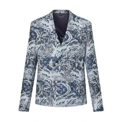 LOUIS VUITTON SS24 Monogram Print Double-Breasted Jacket Blue 1AFQI7