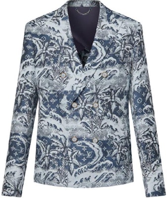 LOUIS VUITTON SS24 Jaket Biru Monogram Cetak Double-Breasted 1AFQI7 Order LOUIS VUITTON SS24 Jaket Biru Monogram Cetak Double-Breasted 1AFQI7