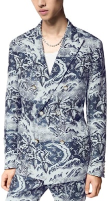 LOUIS VUITTON SS24 Jaket Biru Monogram Cetak Double-Breasted 1AFQI7 Lookbook LOUIS VUITTON SS24 Jaket Biru Monogram Cetak Double-Breasted 1AFQI7