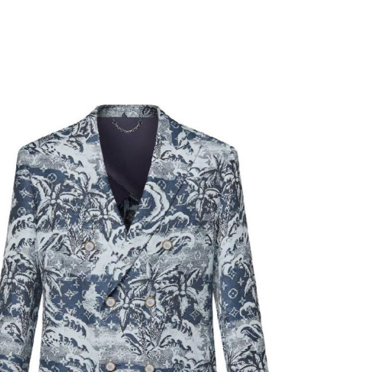Purchase LOUIS VUITTON SS24 Jaket Biru Monogram Cetak Double-Breasted 1AFQI7