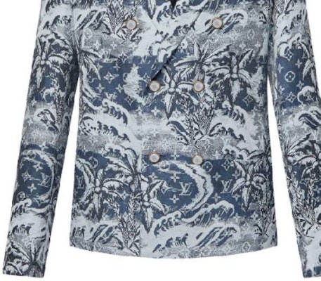 LOUIS VUITTON SS24 Jaket Biru Monogram Cetak Double-Breasted 1AFQI7 Sizing LOUIS VUITTON SS24 Jaket Biru Monogram Cetak Double-Breasted 1AFQI7