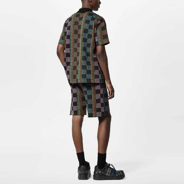 Shop 루이비통 SS24 멀티컬러 자카드 반팔 셔츠 1AFQR7