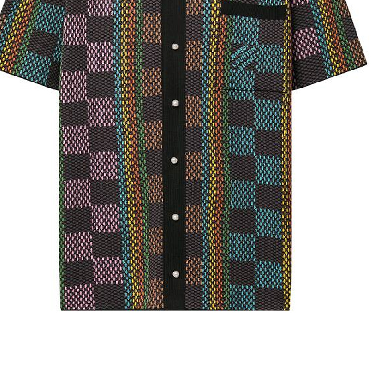 Sizing 루이비통 SS24 멀티컬러 자카드 반팔 셔츠 1AFQR7