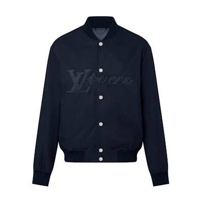 LOUIS VUITTON SS24 Navy Blue Logo Jacquard Single-Breasted Casual Jacket Mens. 1AFQCL