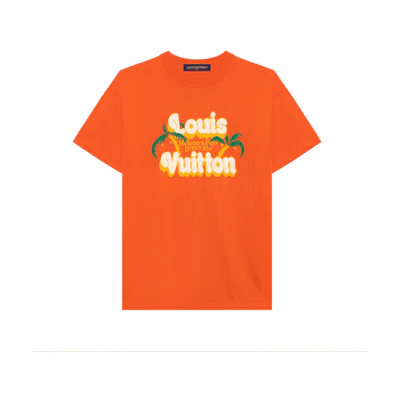 LOUIS VUITTON SS24 Orange Letter Logo Crewneck Short-Sleeve T-Shirt 1AFQQZ