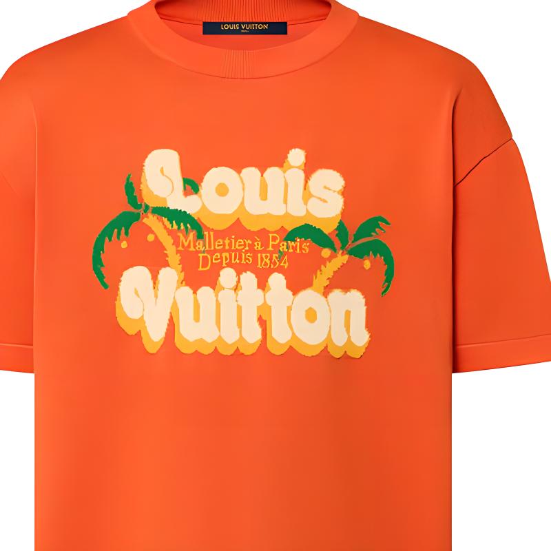 LOUIS VUITTON SS24 Orange  Letter Logo Crewneck Short-Sleeve T-Shirt 1AFQQZ 圖 6