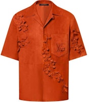 LOUIS VUITTON SS24 Orange Floral 3D Embellished Leather Short Sleeve Shirt Men 1AFQN5 LOUIS VUITTON SS24 Orange Floral 3D Embellished Leather Short Sleeve Shirt Men 1AFQN5