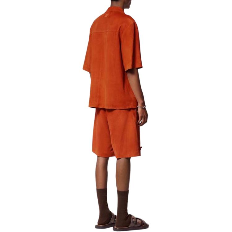 Lookbook ルイ・ヴィトン SS24 オレンジ フローラル 3D装飾 レザー 半袖シャツ メンズ 1AFQN5