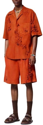 ルイ・ヴィトン SS24 オレンジ フローラル 3D装飾 レザー 半袖シャツ メンズ 1AFQN5 Shop ルイ・ヴィトン SS24 オレンジ フローラル 3D装飾 レザー 半袖シャツ メンズ 1AFQN5