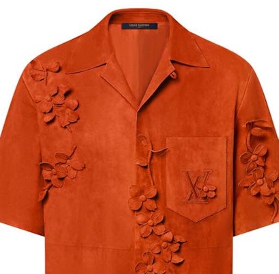 ルイ・ヴィトン SS24 オレンジ フローラル 3D装飾 レザー 半袖シャツ メンズ 1AFQN5 Sizing ルイ・ヴィトン SS24 オレンジ フローラル 3D装飾 レザー 半袖シャツ メンズ 1AFQN5