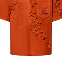 Cheap 路易威登 SS24 橙色花卉3D裝飾皮革短袖襯衫 男款 1AFQN5