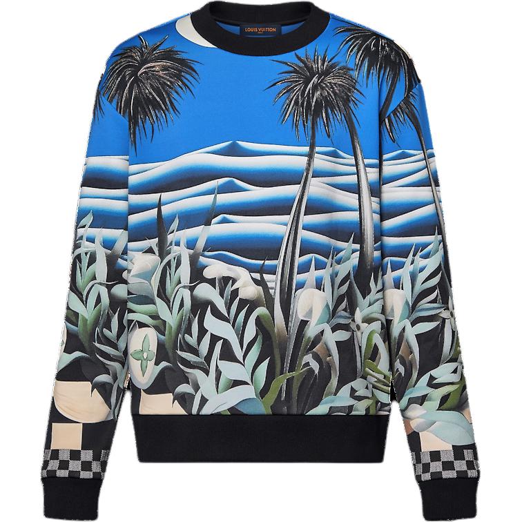 LOUIS VUITTON SS24 Pattern Print Crewneck Long Sleeve Sweatshirt Blue Men’s. 1AFR72