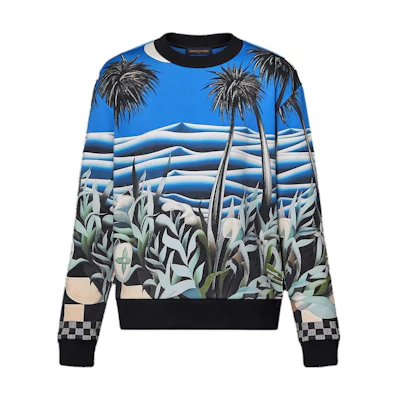 LOUIS VUITTON SS24 Pattern Print Crewneck Long Sleeve Sweatshirt Blue Men’s. 1AFR72