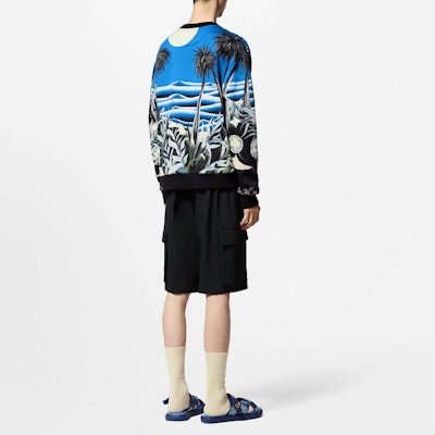 LOUIS VUITTON 男士藍色長袖圓領印花衛衣 SS24 系列 1AFR72 Shop LOUIS VUITTON 男士藍色長袖圓領印花衛衣 SS24 系列 1AFR72