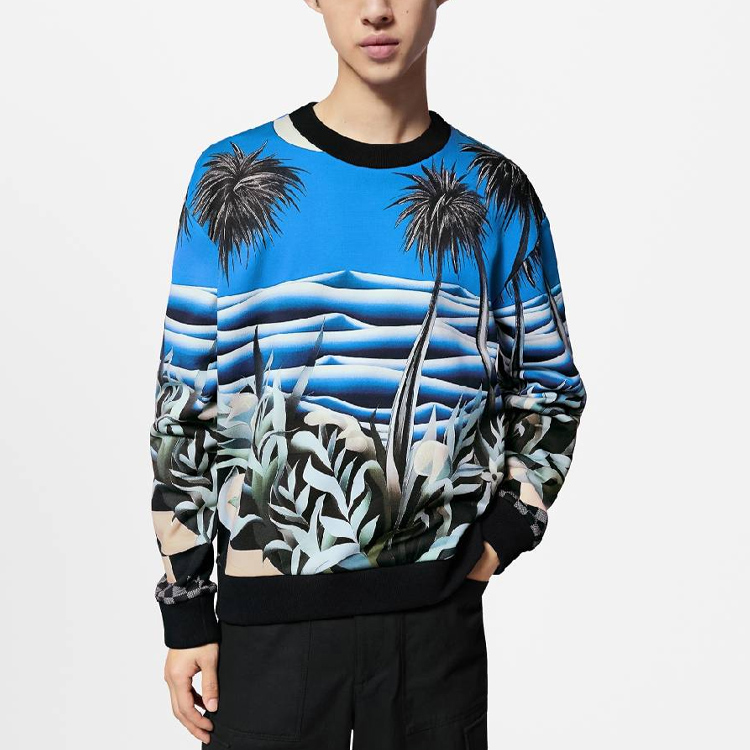 Details for LOUIS VUITTON 男士藍色長袖圓領印花衛衣 SS24 系列 1AFR72