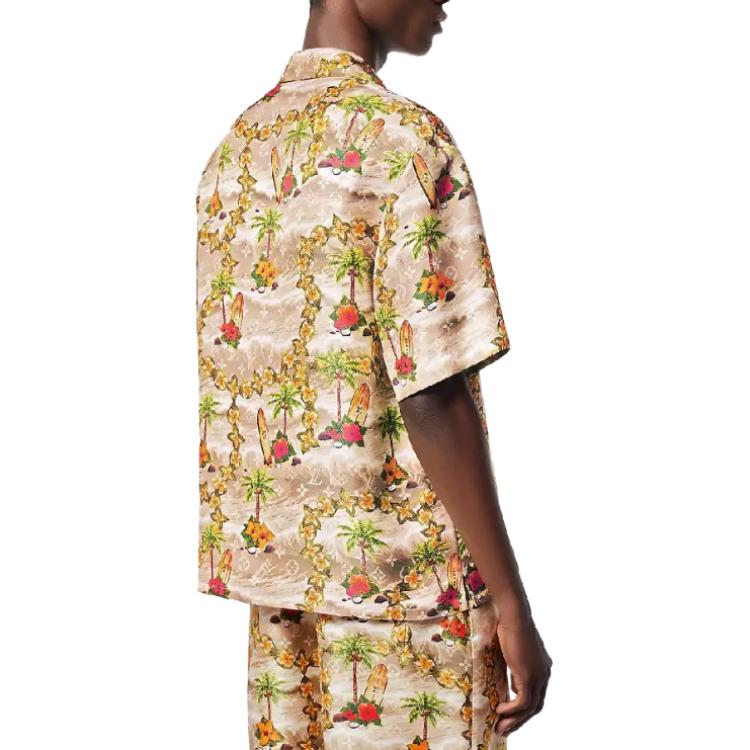 Details for 루이 비통 SS24 패턴 프린트 쿠반 칼라 반팔 셔츠 멀티컬러 남성 1AFQYR