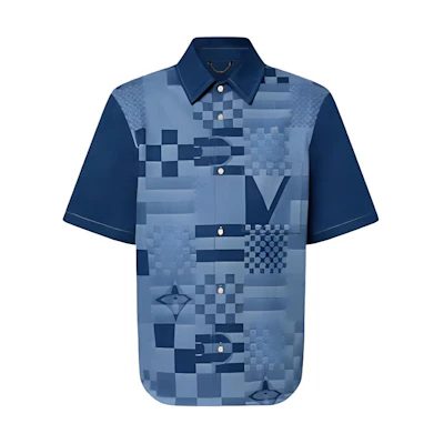 LOUIS VUITTON SS24 Pattern Print Short Sleeve Shirt Blue 1AFVQG