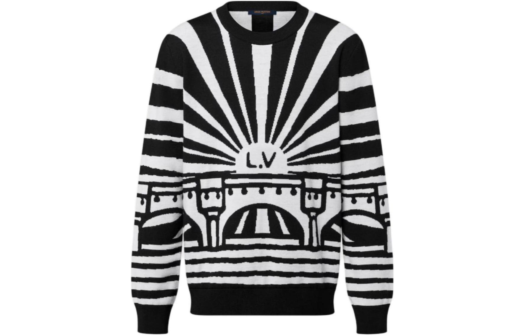 LOUIS VUITTON SS24 Patterned Colorblock Crewneck Sweater Black Menswear 1AFIXJ 圖 2