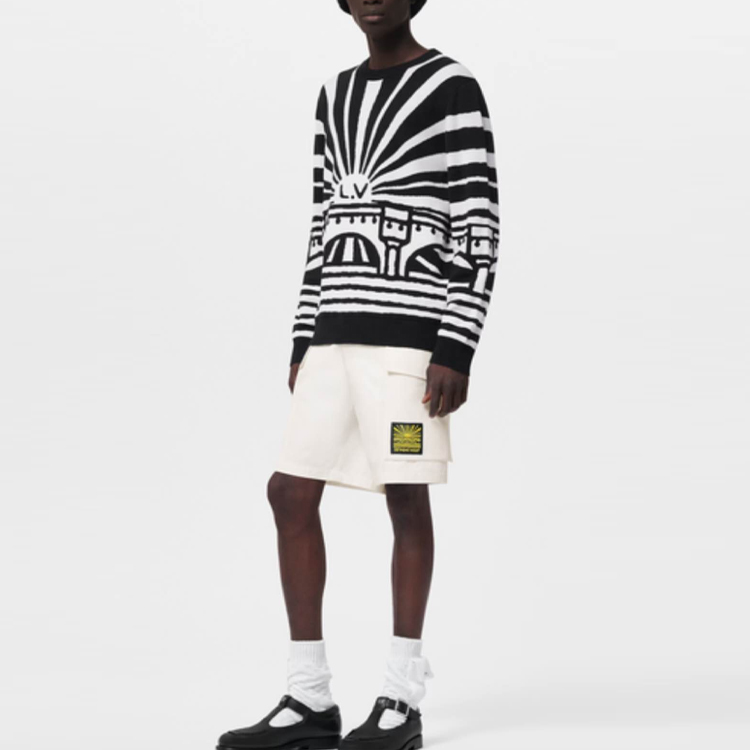 LOUIS VUITTON SS24 Patterned Colorblock Crewneck Sweater Black Menswear 1AFIXJ 圖 3