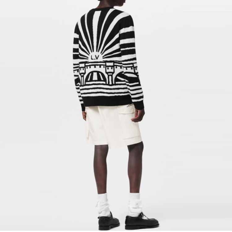 LOUIS VUITTON SS24 Patterned Colorblock Crewneck Sweater Black Menswear 1AFIXJ 圖 5