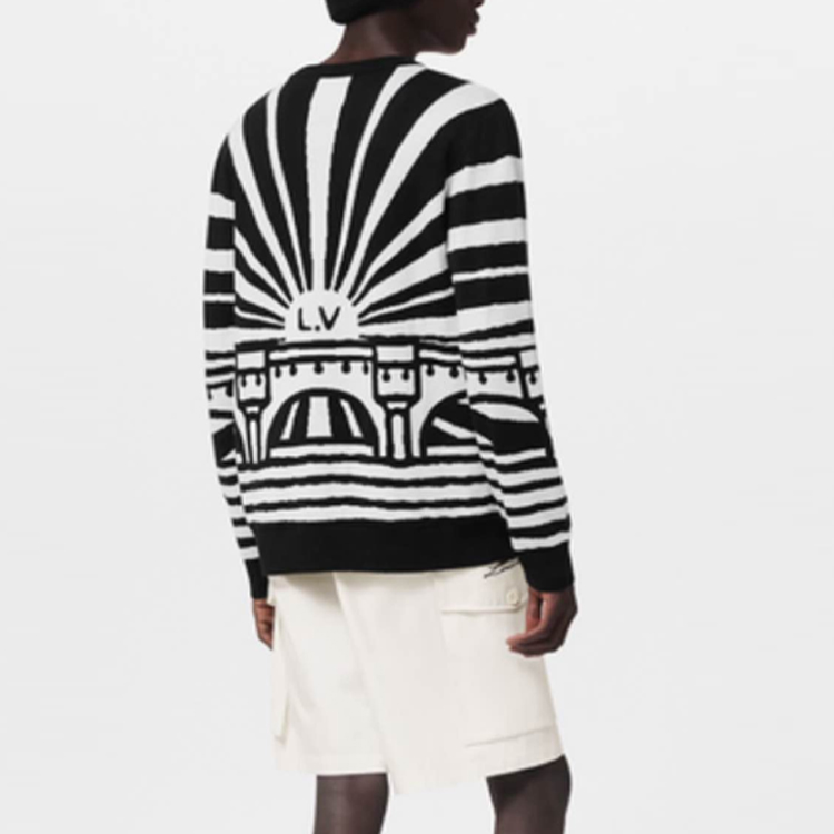 LOUIS VUITTON SS24 Patterned Colorblock Crewneck Sweater Black Menswear 1AFIXJ 圖 6