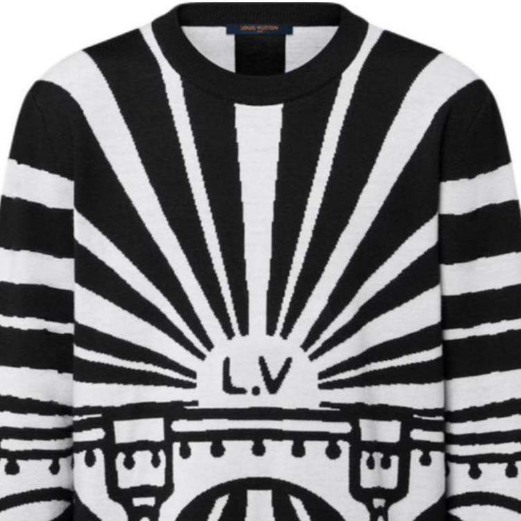 LOUIS VUITTON SS24 Patterned Colorblock Crewneck Sweater Black Menswear 1AFIXJ 圖 7