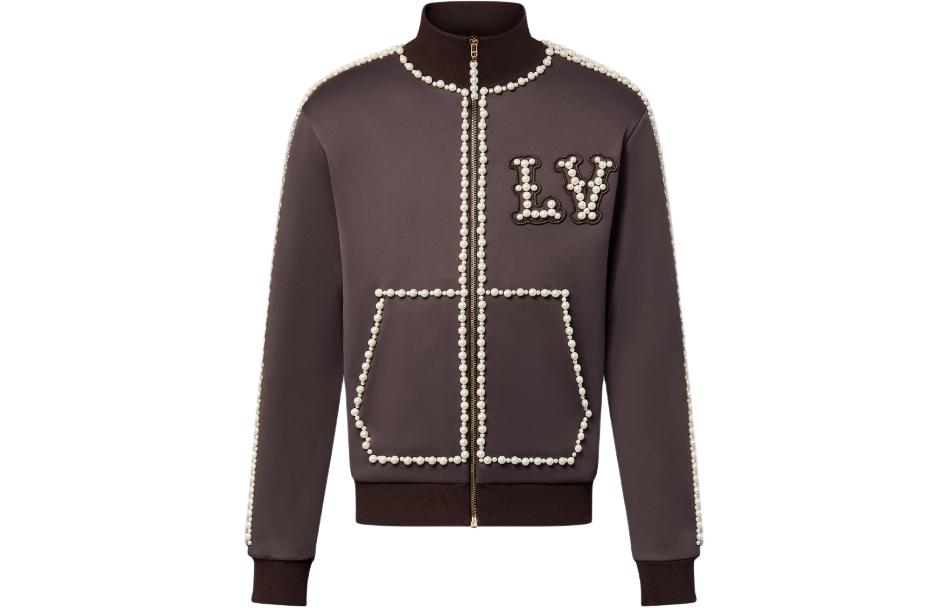 Order LOUIS VUITTON SS24 Pharrell Beaded Embroidery Zip-Up Sweatshirt Coklat. 1AFJF2