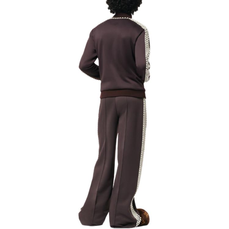 Shop LOUIS VUITTON SS24 Pharrell Beaded Embroidery Zip-Up Sweatshirt Coklat. 1AFJF2