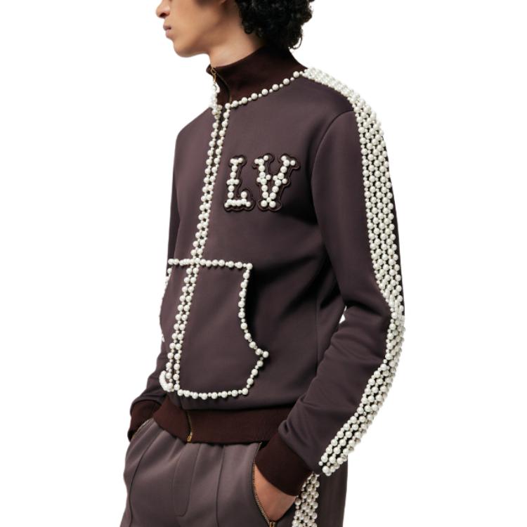 Purchase LOUIS VUITTON SS24 Pharrell Beaded Embroidery Zip-Up Sweatshirt Coklat. 1AFJF2