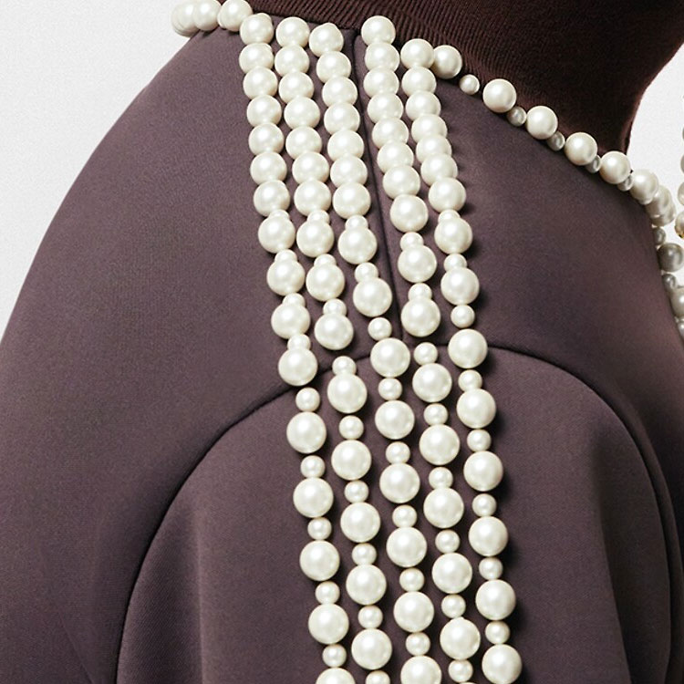 Details for LOUIS VUITTON SS24 Pharrell Beaded Embroidery Zip-Up Sweatshirt Coklat. 1AFJF2