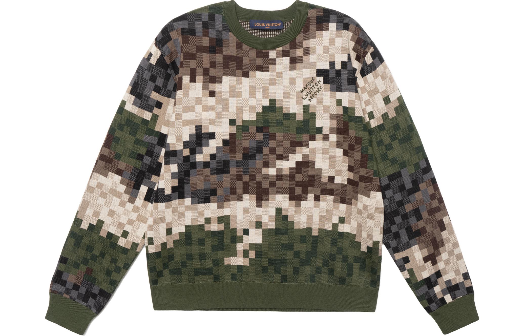 LOUIS VUITTON SS24 Pharrell Camo Letter Jacquard Crewneck Sweatshirt Multicolor Men 1AFIVT